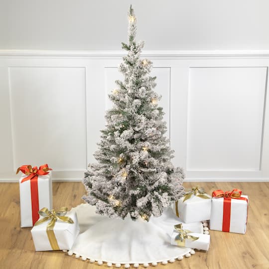 4ft. Pre-Lit Flocked Pine Slim Artificial Christmas Tree, Clear Lights